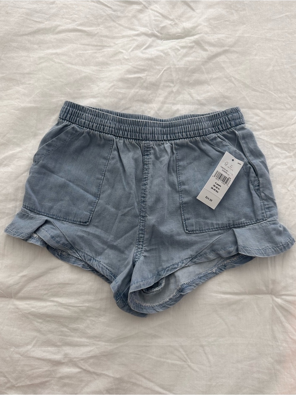 Baby GAP Light Blue Ruffle-Hem Elastic Waist Girls' Shorts